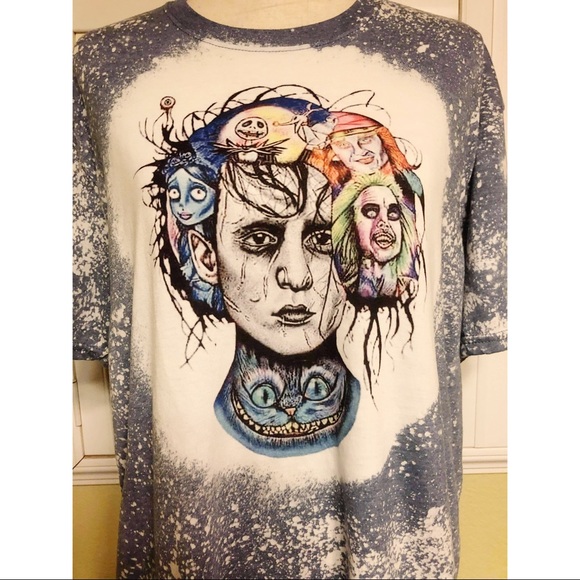 Creepy Icons Bleach Dye Handmade Graphic Tee - Picture 5 of 5